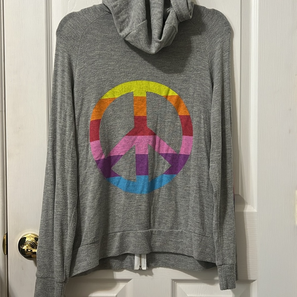 LAUREN MOSHI x AQUA  Peace zip up sweatshirt